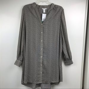 H&M Hi Lo Tunic / Dress Leaf Print sz 12